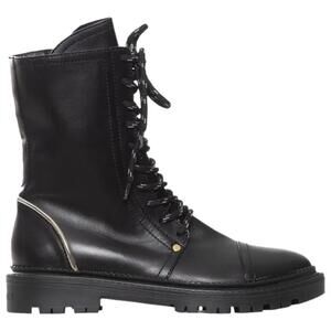 Casadei Love Calf Nero NWB Combat Boot / Lace-Up Leather Boot Women's Size 5